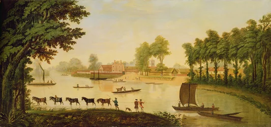 Uitzicht op Shepperton aan de rivier de Theems, na 1752